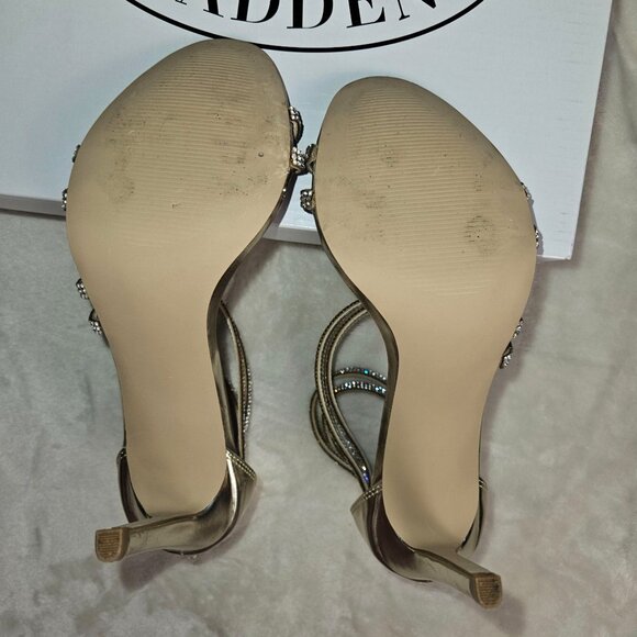Steve Madden Fiffi Gold Rhinestone Strappy High-Heel 8M - Picture 6 of 11